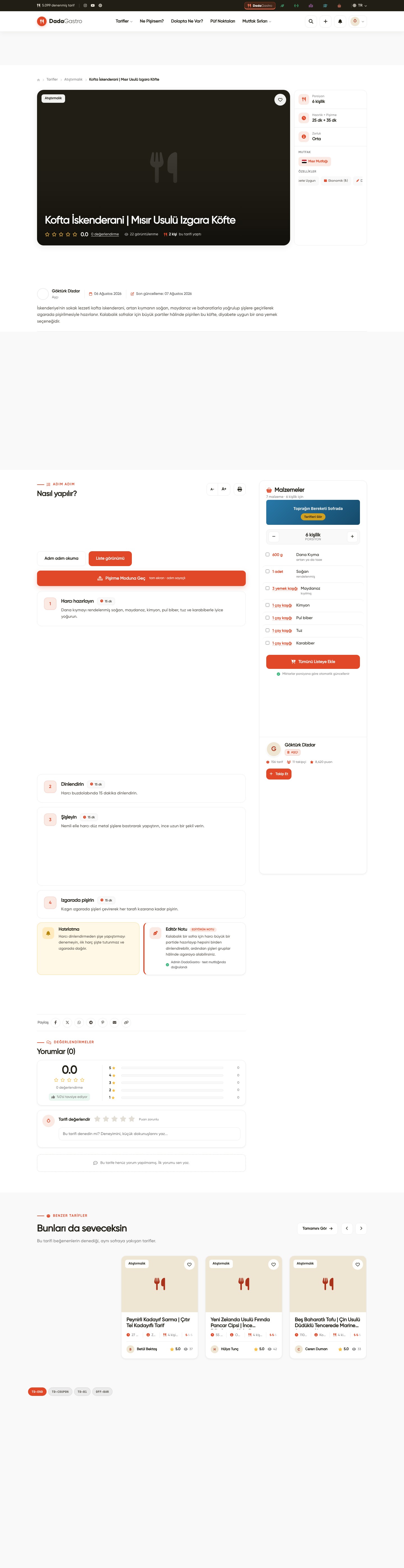 Porsiyon Hesaplama Sponsoru — Website görünümünde sayfadaki yeri