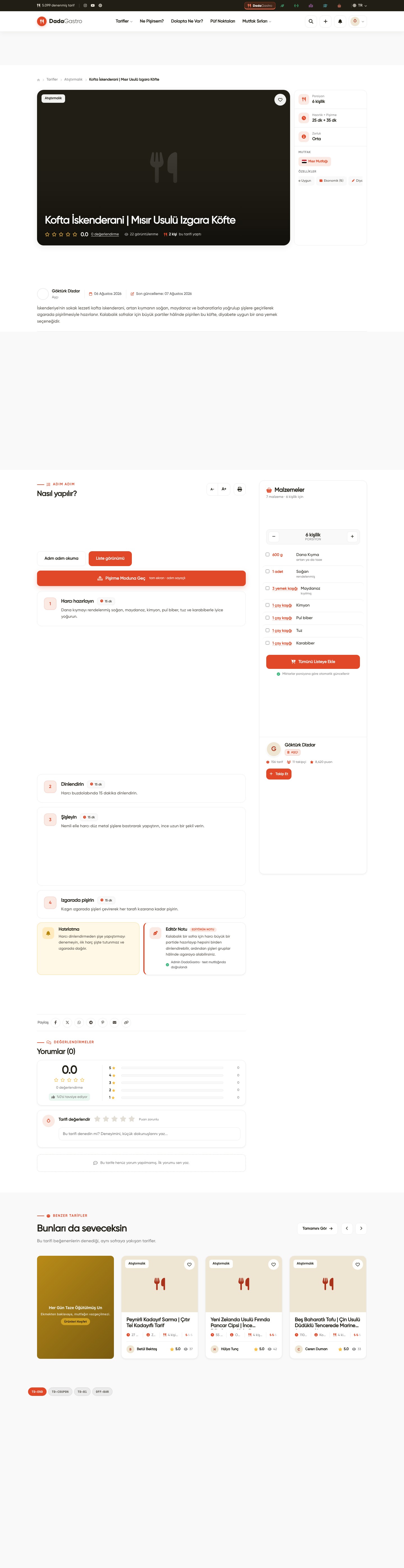 Benzer Tariflerde Sponsorlu Öneri — Website görünümünde sayfadaki yeri